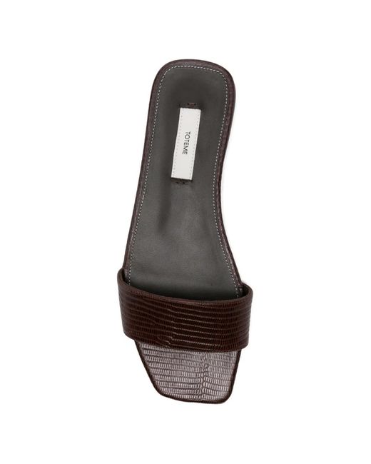 Totême  White Lizard-Embossed Sandals