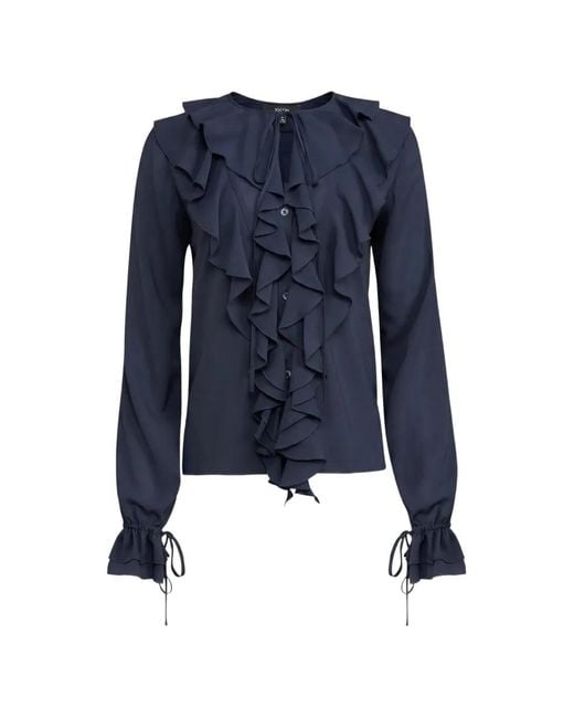 Toccin Blue Tobi Exaggerated Ruffle Blouse