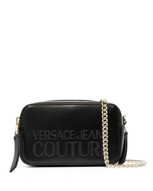 Versace Jeans Couture Black Logo-Lettering Crossbody Bag
