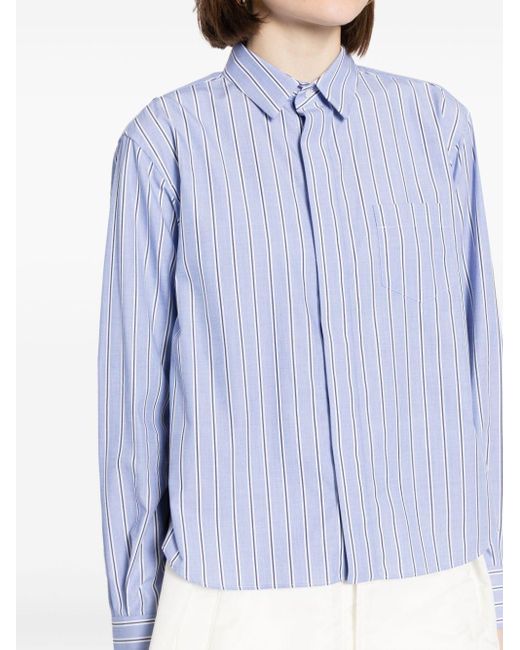 Sacai Blue Panelled Striped Shirt