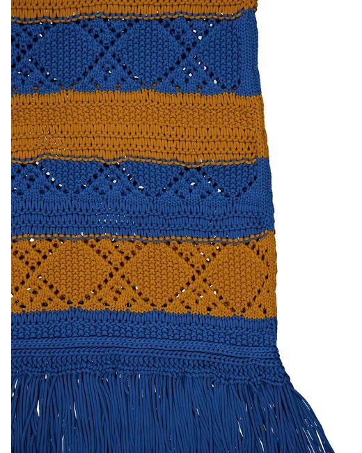 LaDoubleJ Blue Open Stitch Fringed Dress