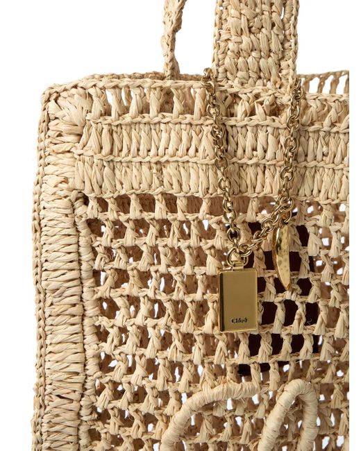 Chloé Natural Summer Banana Logo-Detail Raffia Tote Bag