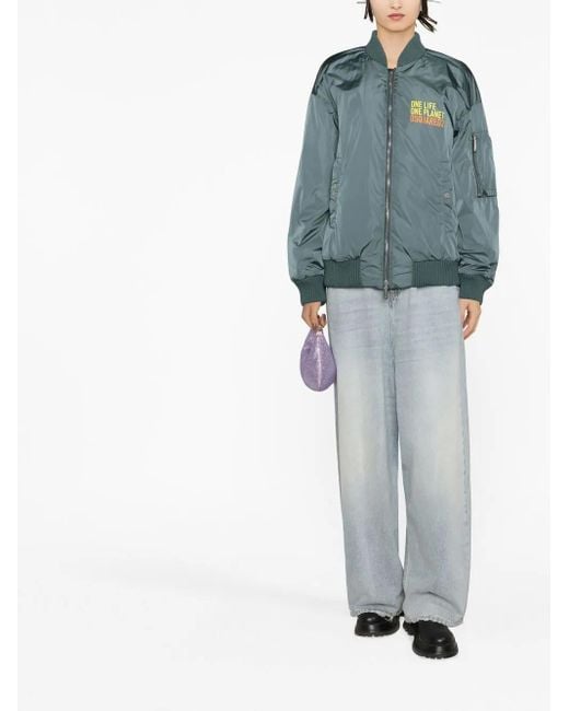 DSquared² Blue Slogan-Print Bomber Jacket
