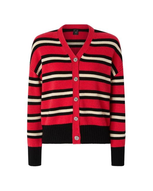 Pinko Red Striped Button-Up Cardigan