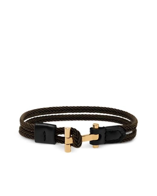 Tom Ford Black T Logo-Plaque Bracelet for men