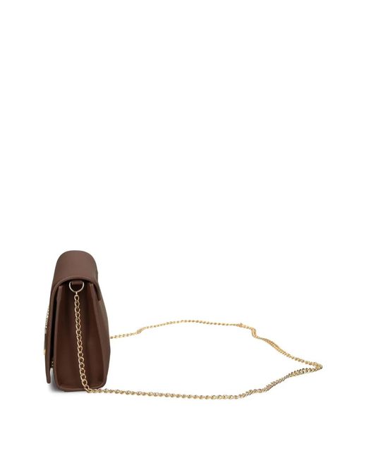 Love Moschino Brown Logo-Plaque Chain Cross Body Bag