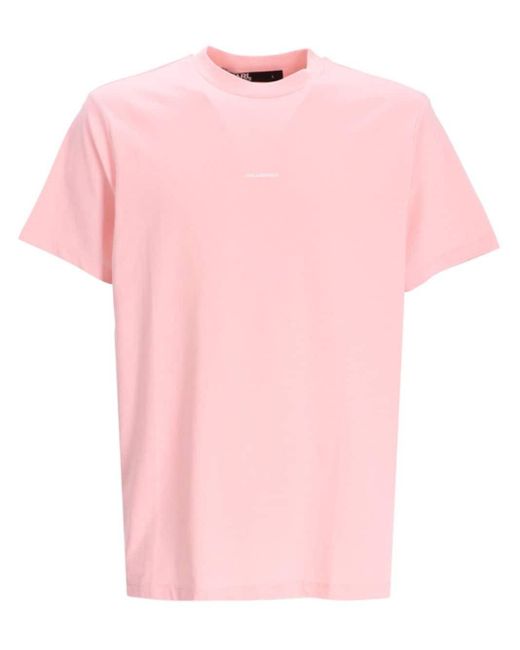 Karl Lagerfeld Pink Logo-print Stretch-cotton T-shirt for men