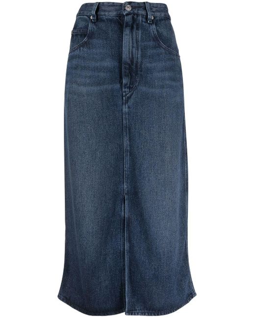 Étoile Isabel Marant Straight-cut Denim Midi Skirt in Blue | Lyst
