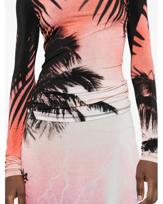 Rabanne Red Palm Print T-Shirt