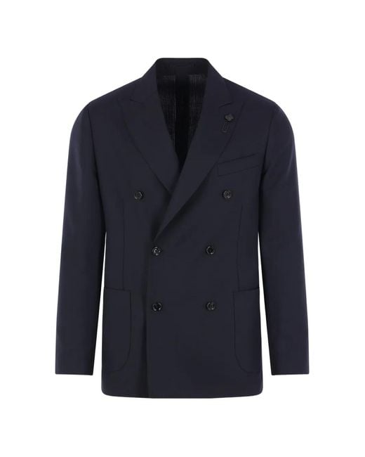 メンズ Lardini ピークドラペル ダブルジャケット ブルー | Lyst