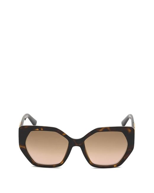 GUESS EYEWEAR Brown Triangle-Logo Geometric-Frame Sunglasses