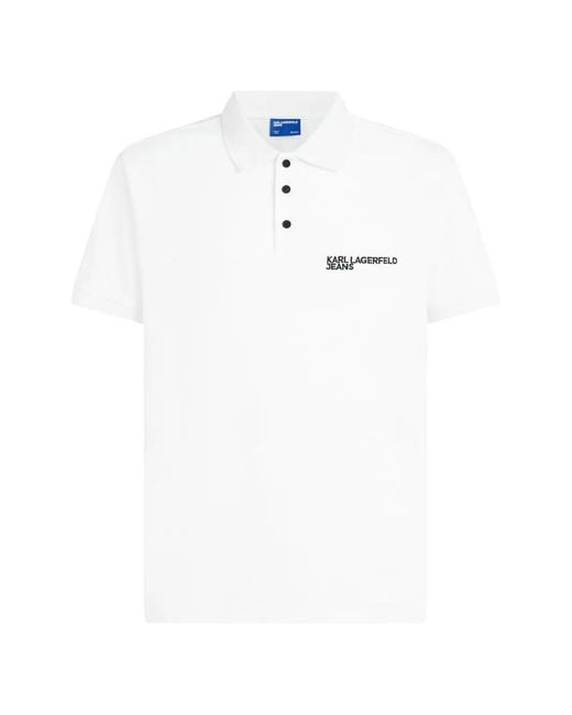 Karl Lagerfeld White Cotton Polo Shirt for men
