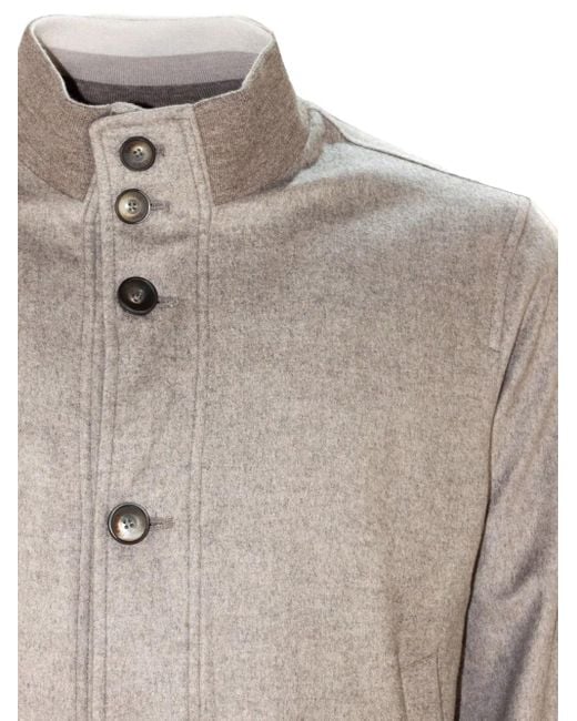 Herno Gray Button-Fastening Elasticated-Cuff Jacket for men