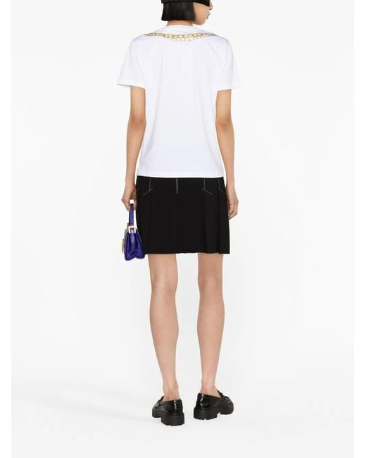 Moschino White Graphic-Print Organic Cotton T-Shirt