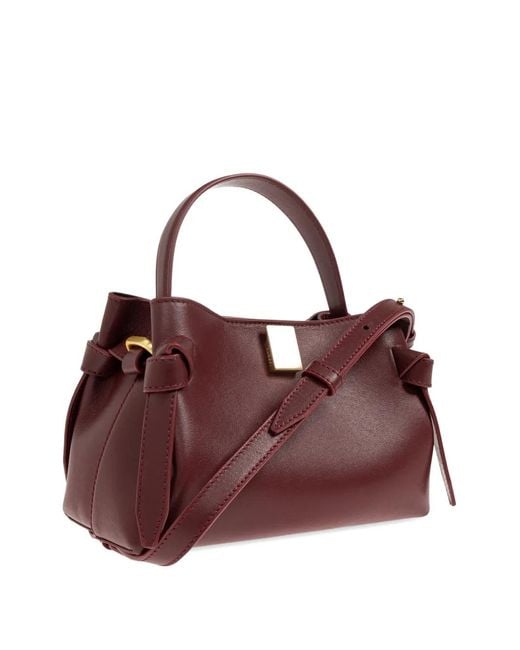 Yuzefi Purple Mini Gyoza Knotted Leather Tote Bag