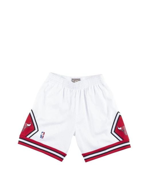 Mitchell & Ness White Logo-Print Shorts for men