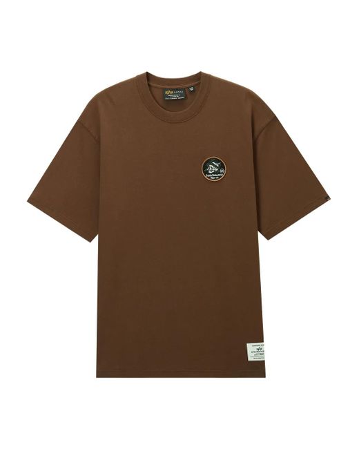 Alpha Industries Brown Patch-Print Cotton T-Shirt for men