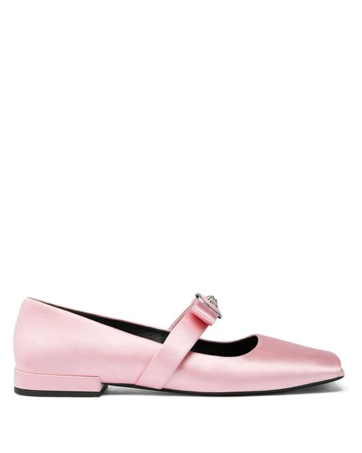 Versace Pink Gianni Ribbon Ballerinas