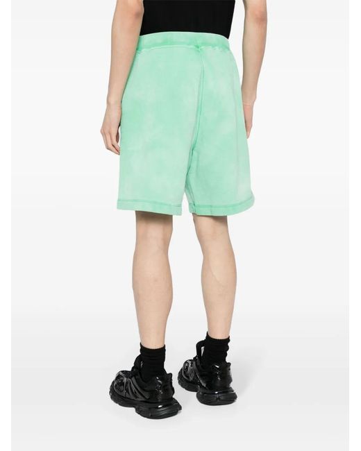 DSquared² Green Logo-print Cotton Track Shorts for men