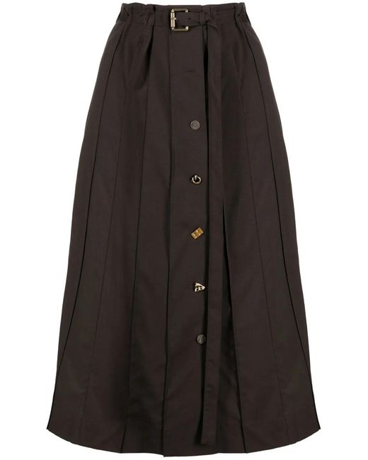 Rejina Pyo Black Noor Pleated Wool Midi Skirt