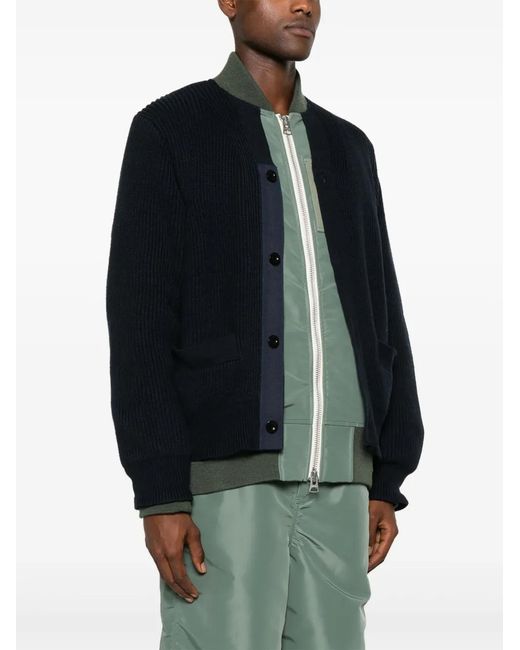 Sacai Black Layered Bomber Jacket for men