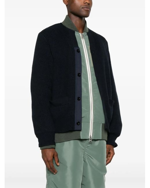 Sacai Black Layered Bomber Jacket for men