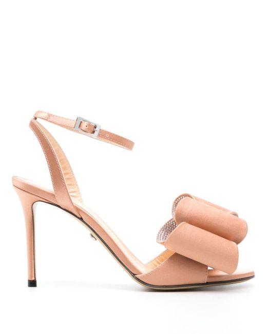 Mach & Mach Pink 90mm Double-bow Satin Sandals
