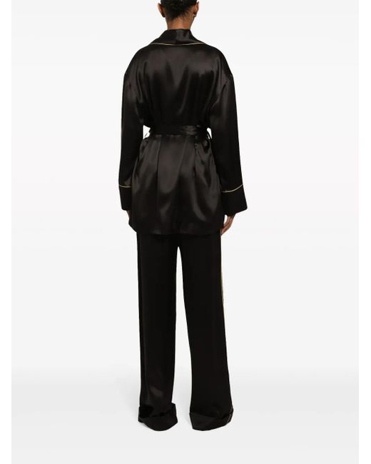 Dolce & Gabbana Black Belted Silk Blazer