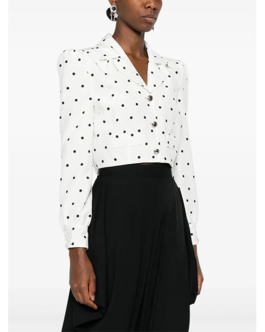 Alessandra Rich White Polka-dot Buttoned Jacket