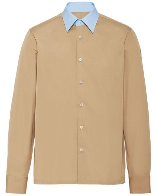 Prada Natural Long-sleeve Cotton Shirt for men