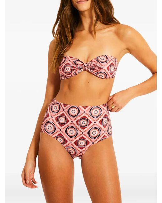 Slip Bikini Elsi Con Motivo Geometrico di Lemlem in Pink