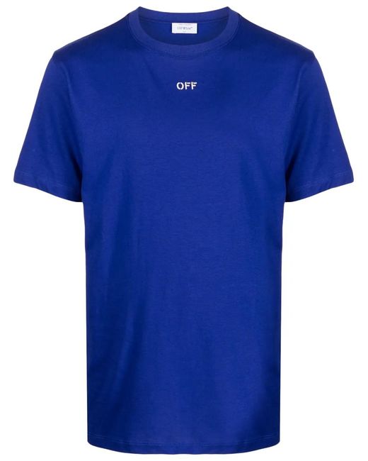 Off-White c/o Virgil Abloh Blue Off- Logo Cotton T-Shirt for men