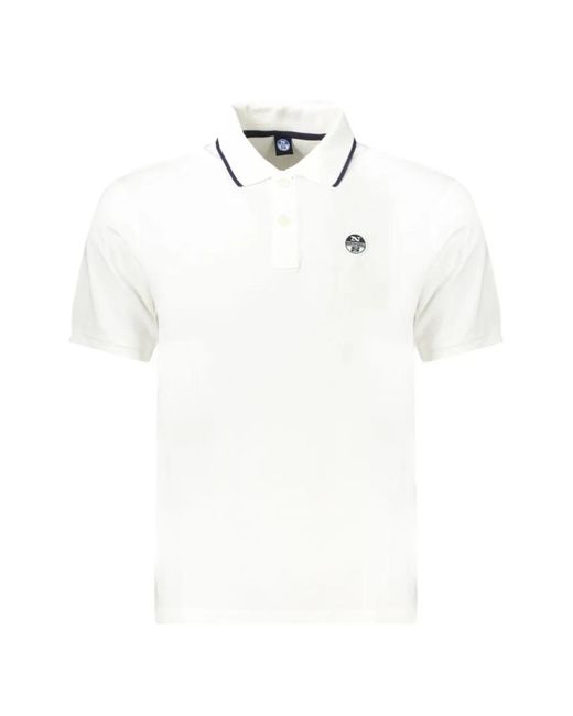 North Sails White Logo-Patch Polo Shirt for men