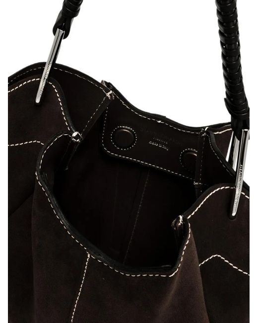 Gianni Chiarini Black Era Suede Contrast-Stitch Shoulder Bag