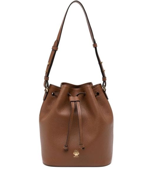 Bally Brown Leather Drawstring Bucket Bag