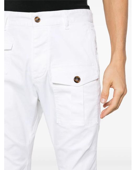 DSquared² White Tapered Cargo Trousers for men