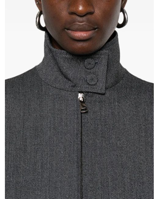 Fabiana Filippi Gray Manteau Zippé À Col Montant
