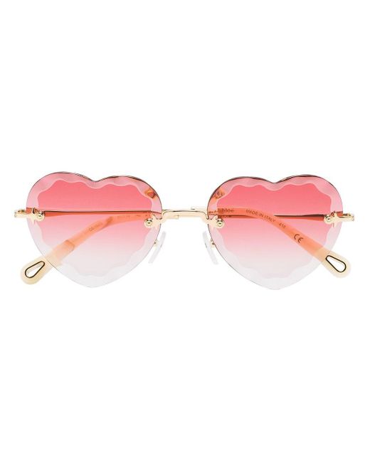 Chloé Pink Rosie Heart-frame Sunglasses
