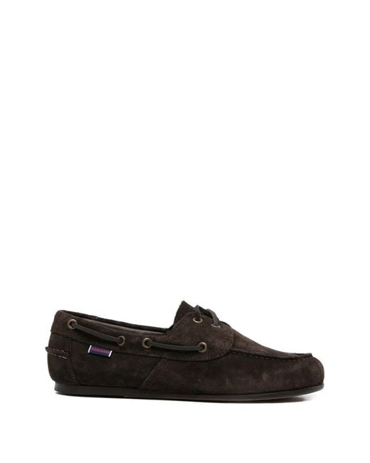 Sebago Black Laced Leather Sneakers for men