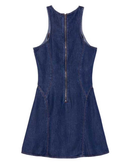 Re/done Blue Lyocell-Kleid Mit Reißverschluss