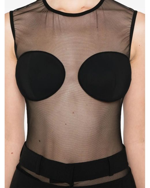 Nensi Dojaka Gray Semi-Sheer Bodysuit