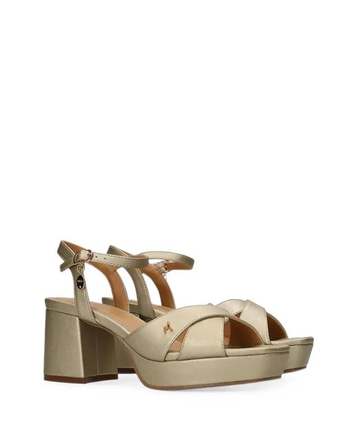 Mexx Metallic Crossover-Strap Platform Sandals