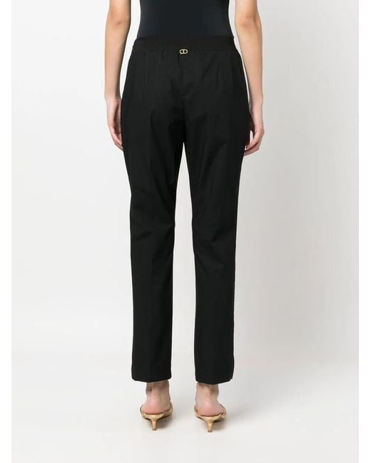 Twinset Black Logo-Plaque Detail Trousers