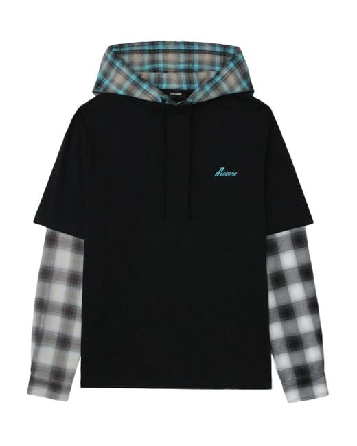 we11done チェックパネル フーデッドトップ Black