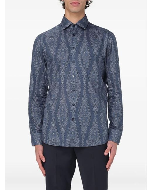 Etro Blue Roma Patterned Shirt for men