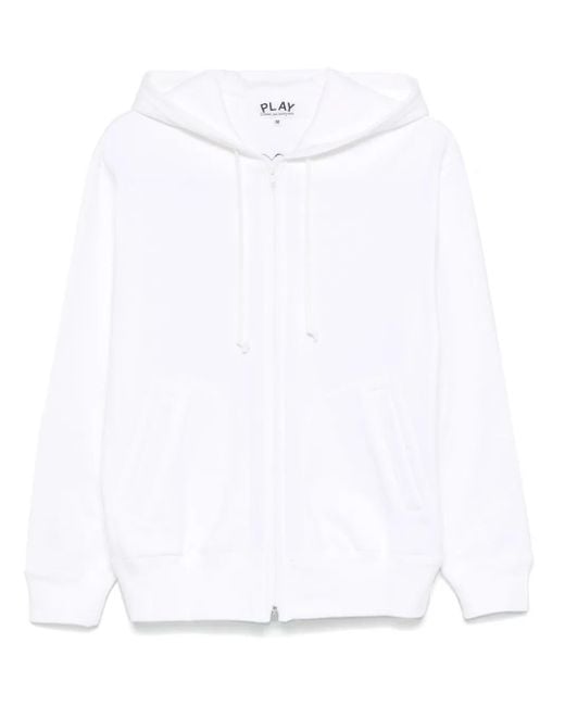 COMME DES GARÇONS PLAY White Signature Heart-Patch Hoodie