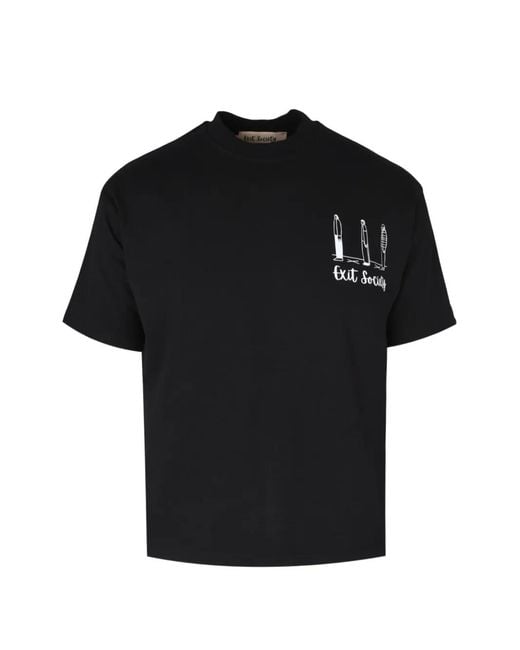Exit Society Black Graphic-Print T-Shirt for men