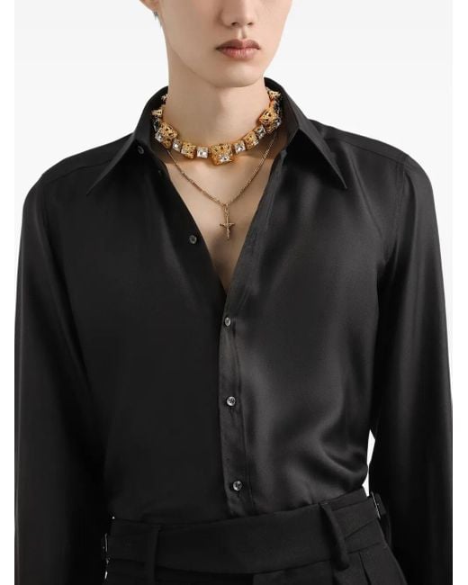 Camicia A Maniche Lunghe Con Abbottonatura di Dolce & Gabbana in Black da Uomo