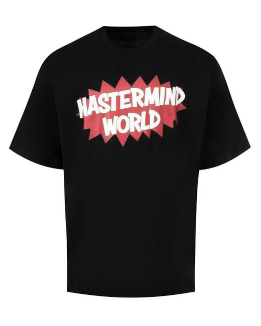 MASTERMIND WORLD Black Graphic Print Cotton Crew-Neck T-Shirt for men