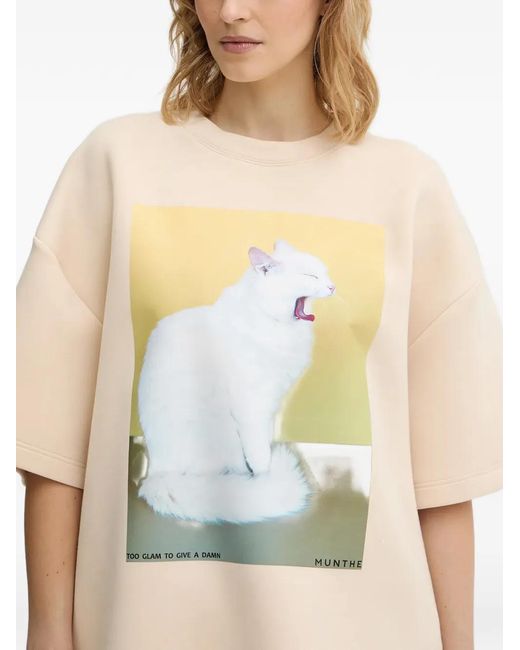Munthe Natural Cat-Print T-Shirt